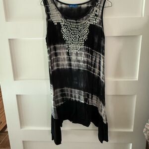 Aster by Firmiana black tie dyed silver studded asymmetrical dress coverup